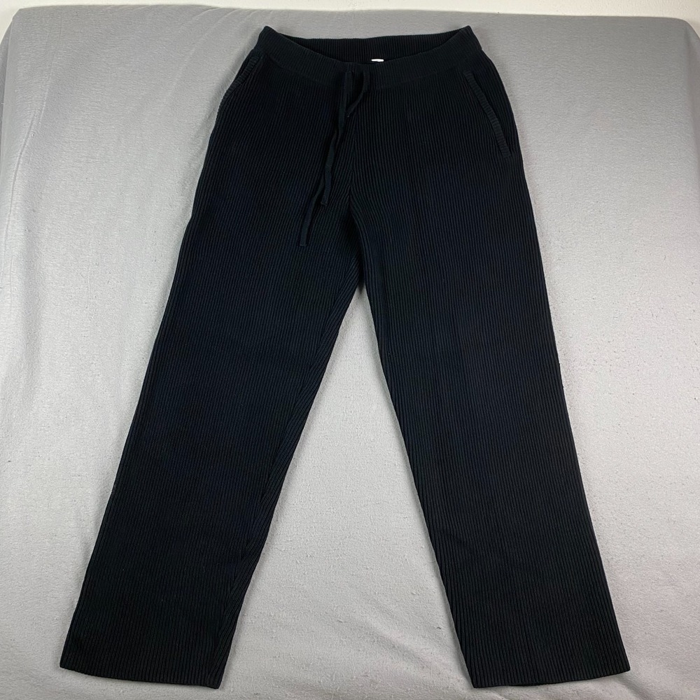 Alo Yoga Mens Domain Rib Knit Sweatpants Medium Black Cotton Blend M5210R - Picture 4 of 13